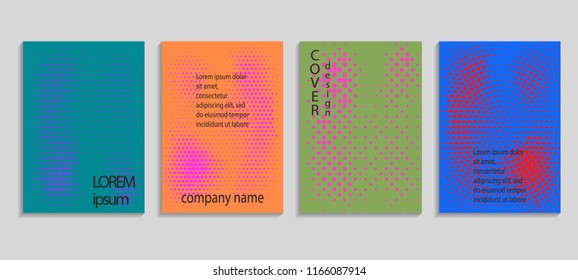 Minimal abstract vector halftone cover design template. Future geometric gradient background. Vector templates for placards, banners, flyers, presentations and reports