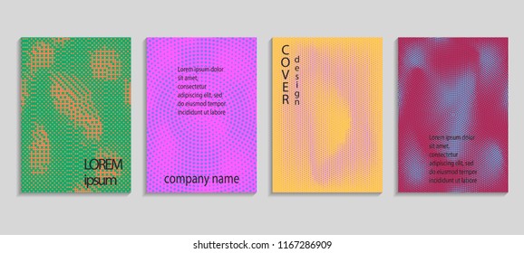 Minimal abstract vector halftone cover design template. Future geometric gradient background. Vector templates for placards, banners, flyers, presentations and reports