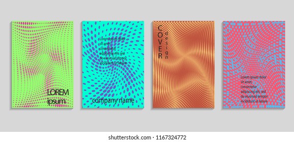 Minimal abstract vector halftone cover design template. Future geometric gradient background. Vector templates for placards, banners, flyers, presentations and reports