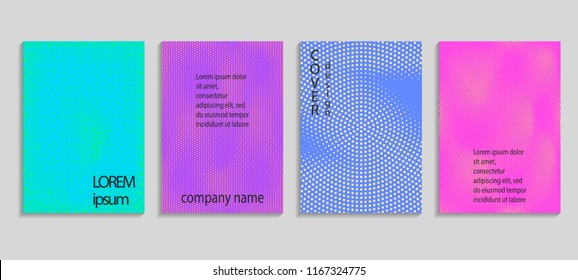 Minimal abstract vector halftone cover design template. Future geometric gradient background. Vector templates for placards, banners, flyers, presentations and reports