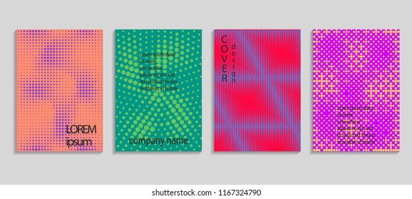 Minimal abstract vector halftone cover design template. Future geometric gradient background. Vector templates for placards, banners, flyers, presentations and reports