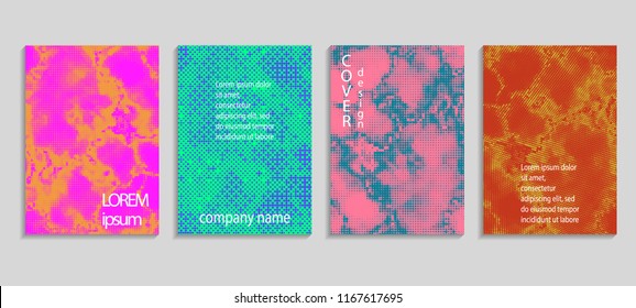 Minimal abstract vector halftone cover design template. Future geometric gradient background. Vector templates for placards, banners, flyers, presentations and reports