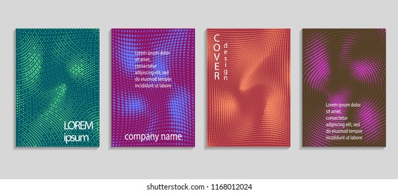 Minimal abstract vector halftone cover design template. Future geometric gradient background. Vector templates for placards, banners, flyers, presentations and reports
