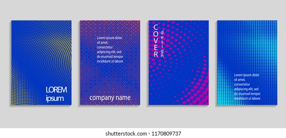 Minimal abstract vector halftone cover design template. Future geometric gradient background. Vector templates for placards, banners, flyers, presentations and reports