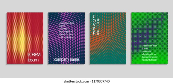 Minimal abstract vector halftone cover design template. Future geometric gradient background. Vector templates for placards, banners, flyers, presentations and reports