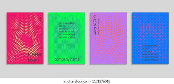 Minimal abstract vector halftone cover design template. Future geometric gradient background. Vector templates for placards, banners, flyers, presentations and reports