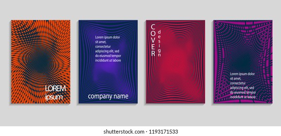 Minimal abstract vector halftone cover design template. Future geometric gradient background. Vector templates for placards, banners, flyers, presentations and reports