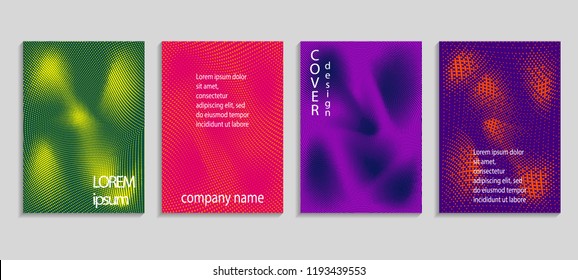 Minimal abstract vector halftone cover design template. Future geometric gradient background. Vector templates for placards, banners, flyers, presentations and reports