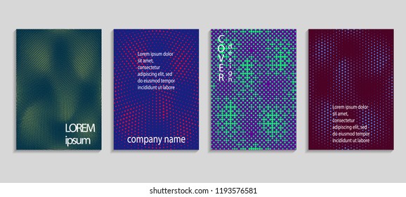Minimal abstract vector halftone cover design template. Future geometric gradient background. Vector templates for placards, banners, flyers, presentations and reports