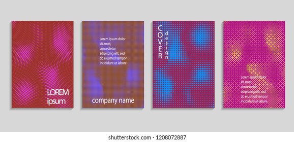 Minimal abstract vector halftone cover design template. Future geometric gradient background. Vector templates for placards, banners, flyers, presentations and reports