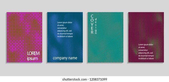 Minimal abstract vector halftone cover design template. Future geometric gradient background. Vector templates for placards, banners, flyers, presentations and reports