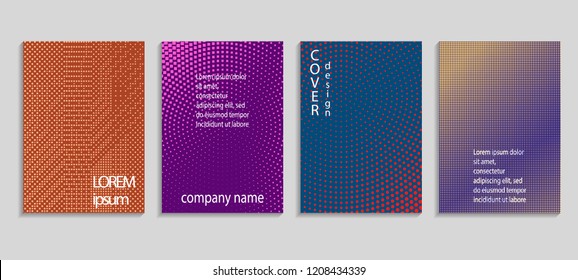 Minimal abstract vector halftone cover design template. Future geometric gradient background. Vector templates for placards, banners, flyers, presentations and reports