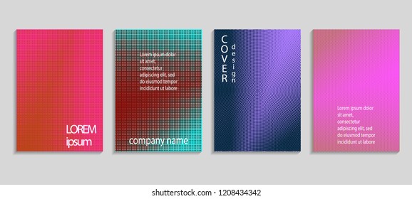 Minimal abstract vector halftone cover design template. Future geometric gradient background. Vector templates for placards, banners, flyers, presentations and reports