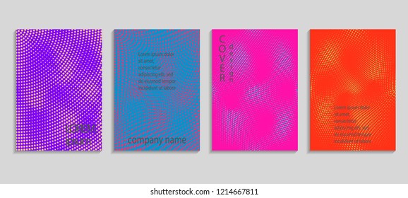 Minimal abstract vector halftone cover design template. Future geometric gradient background. Vector templates for placards, banners, flyers, presentations and reports