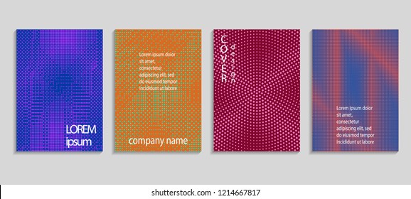 Minimal abstract vector halftone cover design template. Future geometric gradient background. Vector templates for placards, banners, flyers, presentations and reports