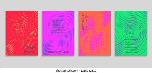 Minimal abstract vector halftone cover design template. Future geometric gradient background. Vector templates for placards, banners, flyers, presentations and reports
