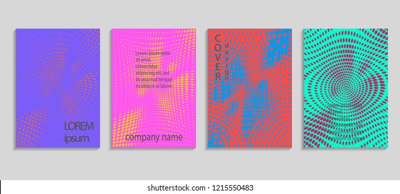 Minimal abstract vector halftone cover design template. Future geometric gradient background. Vector templates for placards, banners, flyers, presentations and reports