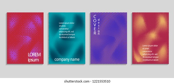 Minimal abstract vector halftone cover design template. Future geometric gradient background. Vector templates for placards, banners, flyers, presentations and reports