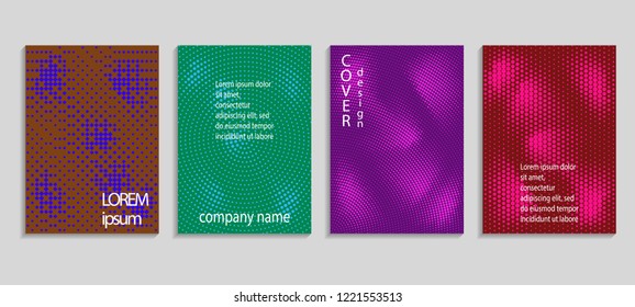 Minimal abstract vector halftone cover design template. Future geometric gradient background. Vector templates for placards, banners, flyers, presentations and reports