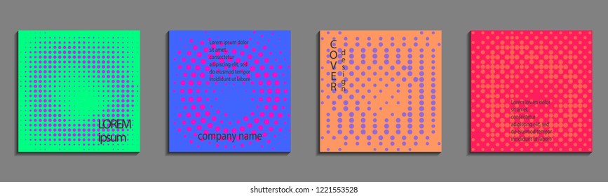 Minimal abstract vector halftone cover design template. Future geometric gradient background. Vector templates for placards, banners, flyers, presentations and reports