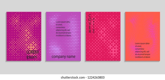 Minimal abstract vector halftone cover design template. Future geometric gradient background. Vector templates for placards, banners, flyers, presentations and reports