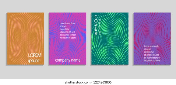 Minimal abstract vector halftone cover design template. Future geometric gradient background. Vector templates for placards, banners, flyers, presentations and reports