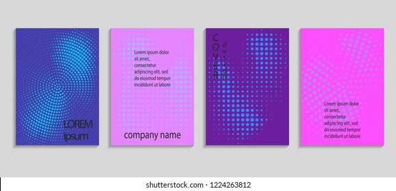 Minimal abstract vector halftone cover design template. Future geometric gradient background. Vector templates for placards, banners, flyers, presentations and reports