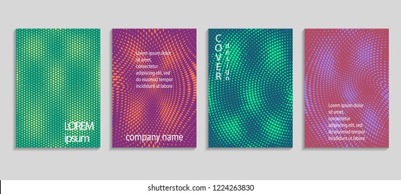 Minimal abstract vector halftone cover design template. Future geometric gradient background. Vector templates for placards, banners, flyers, presentations and reports