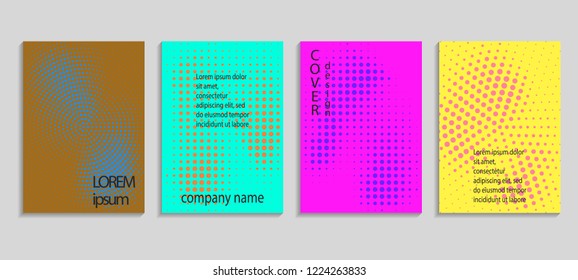 Minimal abstract vector halftone cover design template. Future geometric gradient background. Vector templates for placards, banners, flyers, presentations and reports