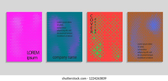 Minimal abstract vector halftone cover design template. Future geometric gradient background. Vector templates for placards, banners, flyers, presentations and reports