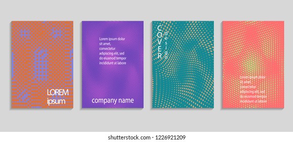 Minimal abstract vector halftone cover design template. Future geometric gradient background. Vector templates for placards, banners, flyers, presentations and reports