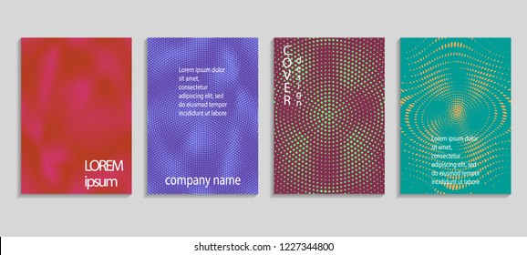 Minimal abstract vector halftone cover design template. Future geometric gradient background. Vector templates for placards, banners, flyers, presentations and reports