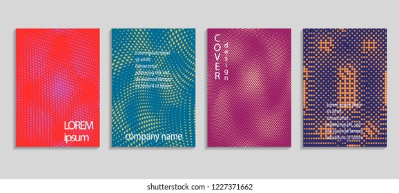 Minimal abstract vector halftone cover design template. Future geometric gradient background. Vector templates for placards, banners, flyers, presentations and reports