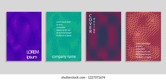 Minimal abstract vector halftone cover design template. Future geometric gradient background. Vector templates for placards, banners, flyers, presentations and reports
