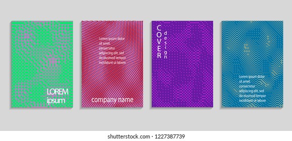 Minimal abstract vector halftone cover design template. Future geometric gradient background. Vector templates for placards, banners, flyers, presentations and reports