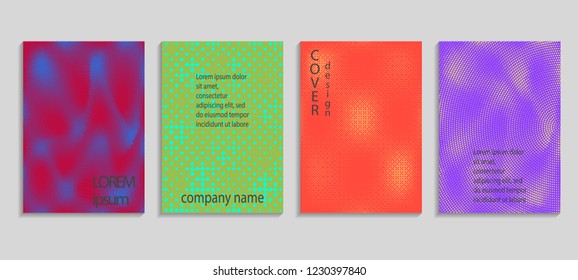 Minimal abstract vector halftone cover design template. Future geometric gradient background. Vector templates for placards, banners, flyers, presentations and reports