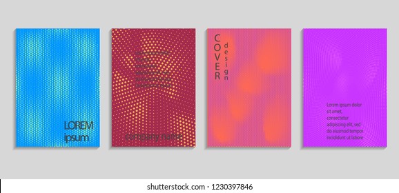 Minimal abstract vector halftone cover design template. Future geometric gradient background. Vector templates for placards, banners, flyers, presentations and reports
