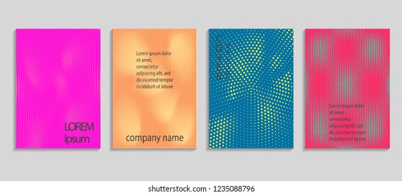 Minimal abstract vector halftone cover design template. Future geometric gradient background. Vector templates for placards, banners, flyers, presentations and reports