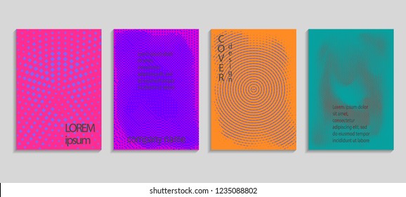 Minimal abstract vector halftone cover design template. Future geometric gradient background. Vector templates for placards, banners, flyers, presentations and reports