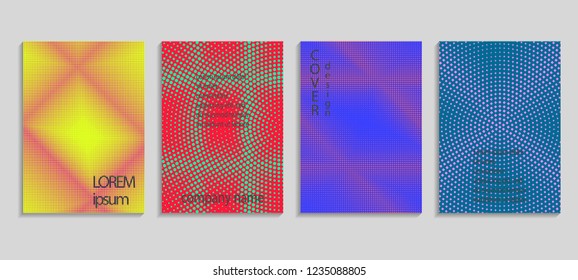Minimal abstract vector halftone cover design template. Future geometric gradient background. Vector templates for placards, banners, flyers, presentations and reports