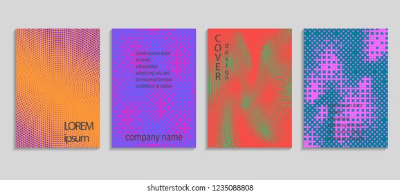 Minimal abstract vector halftone cover design template. Future geometric gradient background. Vector templates for placards, banners, flyers, presentations and reports