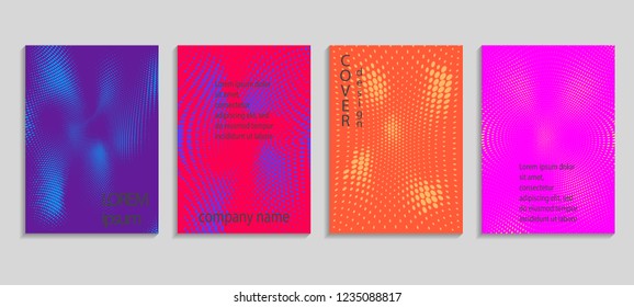 Minimal abstract vector halftone cover design template. Future geometric gradient background. Vector templates for placards, banners, flyers, presentations and reports