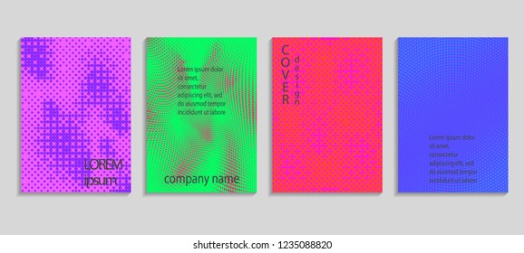 Minimal abstract vector halftone cover design template. Future geometric gradient background. Vector templates for placards, banners, flyers, presentations and reports