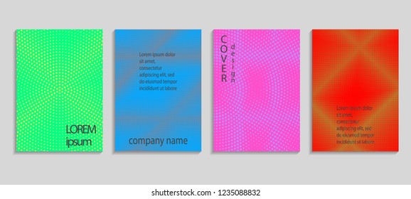 Minimal abstract vector halftone cover design template. Future geometric gradient background. Vector templates for placards, banners, flyers, presentations and reports