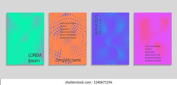 Minimale abstrakte Vektorillustration-Halftone-Cover-Design-Vorlage. Künftiger geometrischer Farbverlauf-Hintergrund. Vorlagen für Vektorillustrationen für Plakate, Banner, Flyer, Präsentationen und Berichte