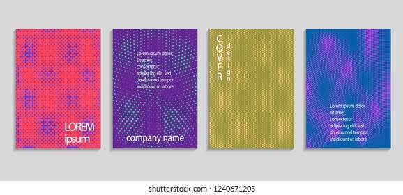 Minimal abstract vector halftone cover design template. Future geometric gradient background. Vector templates for placards, banners, flyers, presentations and reports
