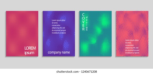 Minimal abstract vector halftone cover design template. Future geometric gradient background. Vector templates for placards, banners, flyers, presentations and reports
