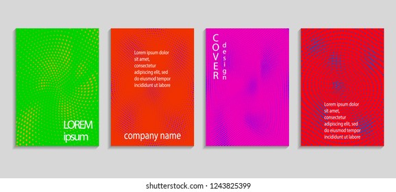 Minimal abstract vector halftone cover design template. Future geometric gradient background. Vector templates for placards, banners, flyers, presentations and reports