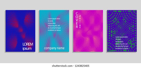 Minimal abstract vector halftone cover design template. Future geometric gradient background. Vector templates for placards, banners, flyers, presentations and reports