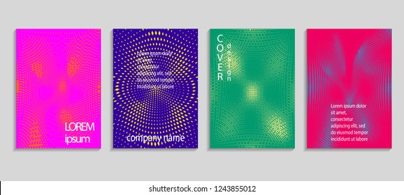 Minimal abstract vector halftone cover design template. Future geometric gradient background. Vector templates for placards, banners, flyers, presentations and reports